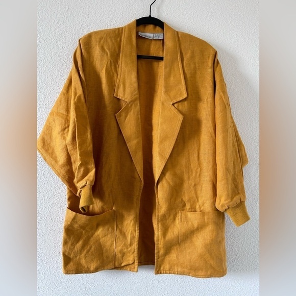 Nordstrom 100% Ramie Oversized Women’s Open Front Blazer P/ Small Mustard yellow - Picture 1 of 9